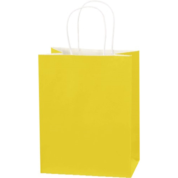 W.B. Mason Co. Tinted Paper Shopping Bags, 8&quot; x 4 1/2&quot; x 10 1/4&quot;, Buttercup, 250/CS