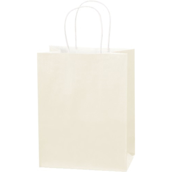W.B. Mason Co. Tinted Paper Shopping Bags, 8&quot; x 4 1/2&quot; x 10 1/4&quot;, French Vanilla, 250/CS
