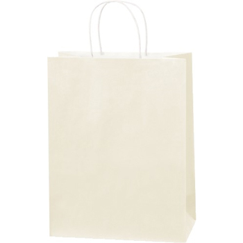 W.B. Mason Co. Tinted Paper Shopping Bags, 10&quot; L x 5&quot; W x 13&quot; H, French Vanilla, 250 Bags/Case