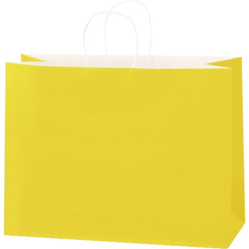 W.B. Mason Co. Tinted Paper Shopping Bags, 16&quot; L x 6&quot; W x 12&quot; H, Buttercup, 250 Bags/Case