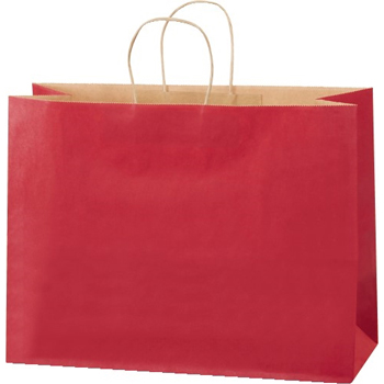 W.B. Mason Co. Tinted Shopping Bags, 16&quot; x 6&quot; x 12&quot;, Scarlet, 250/CS