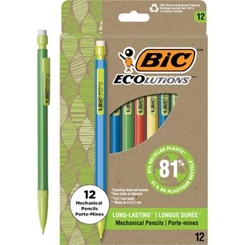 BIC Ecolutions Mechanical Pencil, 0.7 mm Lead, Assorted Barrel Colors, Dozen