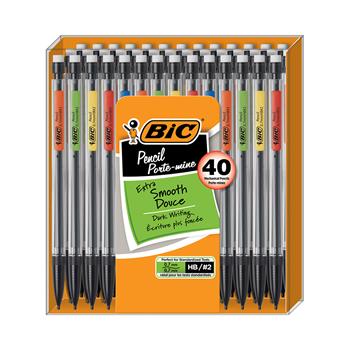 BIC Xtra Smooth Mechanical Pencil, 0.7 mm, HB (#2), Black Lead, Clear Barrel, 40/Pack