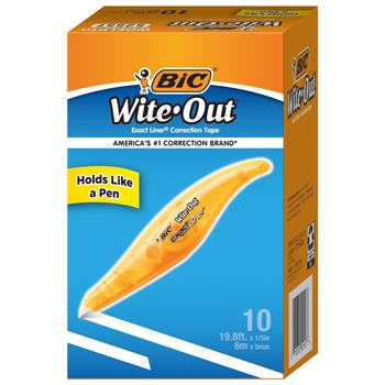 BIC&#174; Wite-Out Brand Exact Liner Correction Tape, Non-Refillable, 1/5&quot; x 236&quot;, 10/BX