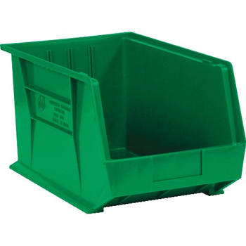 W.B. Mason Co. Plastic Stack &amp; Hang Bin Boxes, 10 3/4&quot; x 8 1/4&quot; x 7&quot;, Green, 6/CS