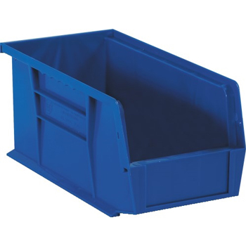 W.B. Mason Co. Plastic Stack &amp; Hang Bin Boxes, 10 7/8&quot; x 5 1/2&quot; x 5&quot;, Blue, 12/CS