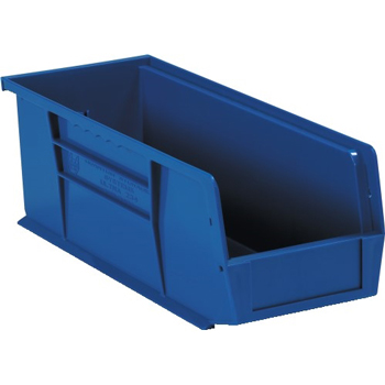 W.B. Mason Co. Plastic Stack &amp; Hang Bin Boxes, 10 7/8&quot; x 4 1/8&quot; x 4&quot;, Blue, 12/CS