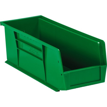 W.B. Mason Co. Plastic Stack &amp; Hang Bin Boxes, 14 3/4&quot; x 5 1/2&quot; x 5&quot;, Green, 12/CS