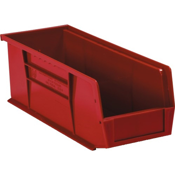 W.B. Mason Co. Plastic Stack &amp; Hang Bin Boxes, 14 3/4&quot; x 5 1/2&quot; x 5&quot;, Red, 12/CS
