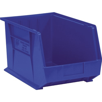 W.B. Mason Co. Plastic Stack &amp; Hang Bin Boxes, 16&quot; x 11&quot; x 8&quot;, Blue, 4/CS