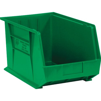 W.B. Mason Co. Plastic Stack &amp; Hang Bin Boxes, 18&quot; x 11&quot; x 10&quot;, Green, 4/CS