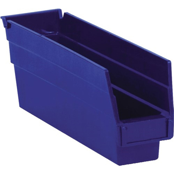 W.B. Mason Co. Plastic Shelf Bin Boxes, 11 5/8&quot; x 2 3/4&quot; x 4&quot;, Blue, 36/CS