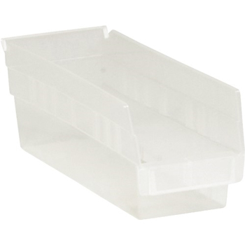 W.B. Mason Co. Plastic Shelf Bins, 11 5/8&quot; x 4 1/8&quot; x 4&quot;, Clear, 36/CS