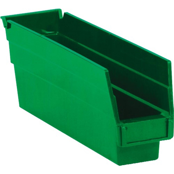 W.B. Mason Co. Plastic Shelf Bin Boxes, 11 5/8&quot; x 2 3/4&quot; x 4&quot;, Green, 36/CS
