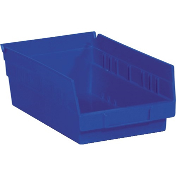 W.B. Mason Co. Plastic Shelf Bin Boxes, 11 5/8&quot; x 6 5/8&quot; x 4&quot;, Blue, 30/CS