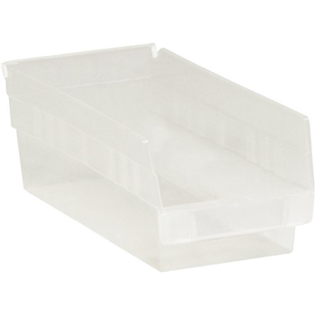 W.B. Mason Co. Plastic Shelf Bins, 11 5/8&quot; x 6 5/8&quot; x 4&quot;, Clear, 30/CS