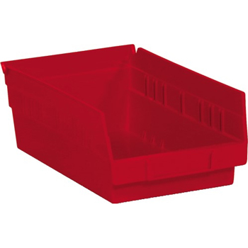 W.B. Mason Co. Plastic Shelf Bin Boxes, 11 5/8&quot; x 6 5/8&quot; x 4&quot;, Red, 30/CS