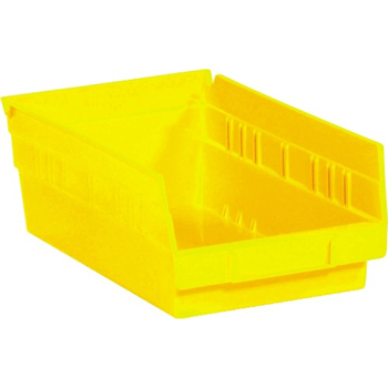 W.B. Mason Co. Plastic Shelf Bin Boxes, 11 5/8&quot; x 6 5/8&quot; x 4&quot;, Yellow, 30/CS