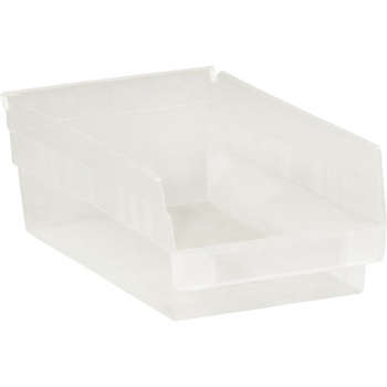 W.B. Mason Co. Plastic Shelf Bins, 11 5/8&quot; x 8 3/8&quot; x 4&quot;, Clear, 20/CS