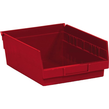 W.B. Mason Co. Plastic Shelf Bin Boxes, 11 5/8&quot; x 11 1/8&quot; x 4&quot;, Red, 8/CS