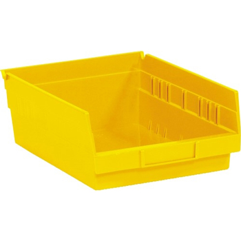 W.B. Mason Co. Plastic Shelf Bin Boxes, 11 5/8&quot; x 8 3/8&quot; x 4&quot;, Yellow, 20/CS