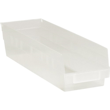 W.B. Mason Co. Plastic Shelf Bins, 17 7/8&quot; x 4 1/8&quot; x 4&quot;, Clear, 20/CS