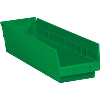 W.B. Mason Co. Plastic Shelf Bin Boxes, 17 7/8&quot; x 4 1/8&quot; x 4&quot;, Green, 20/CS