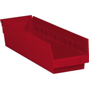 W.B. Mason Co. Plastic Shelf Bin Boxes, 17 7/8&quot; x 4 1/8&quot; x 4&quot;, Red, 20/CS