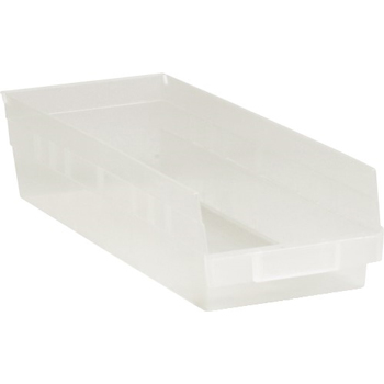 W.B. Mason Co. Plastic Shelf Bins, 17 7/8&quot; x 6 5/8&quot; x 4&quot;, Clear, 20/CS