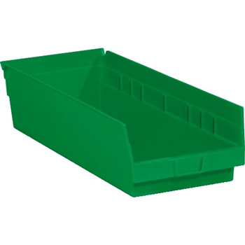 W.B. Mason Co. Plastic Shelf Bin Boxes, 17 7/8&quot; x 6 5/8&quot; x 4&quot;, Green, 20/CS