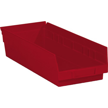 W.B. Mason Co. Plastic Shelf Bin Boxes, 17 7/8&quot; x 6 5/8&quot; x 4&quot;, Red, 20/CS
