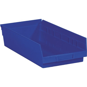 W.B. Mason Co. Plastic Shelf Bin Boxes, 17 7/8&quot; x 8 3/8&quot; x 4&quot;, Blue, 10/CS