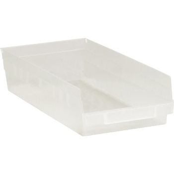W.B. Mason Co. Plastic Shelf Bins, 17 7/8&quot; x 8 3/8&quot; x 4&quot;, Clear, 10/CS