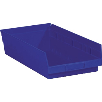 W.B. Mason Co. Plastic Shelf Bin Boxes, 17 7/8&quot; x 11 1/8&quot; x 4&quot;, Blue, 8/CS