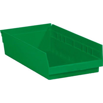 W.B. Mason Co. Plastic Shelf Bin Boxes, 17 7/8&quot; x 11 1/8&quot; x 4&quot;, Green, 8/CS