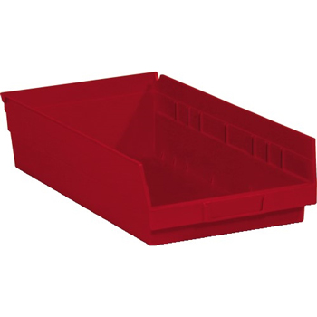 W.B. Mason Co. Plastic Shelf Bin Boxes, 17 7/8&quot; x 11 1/8&quot; x 4&quot;, Red, 8/CS