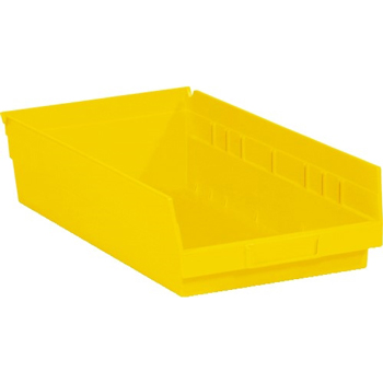 W.B. Mason Co. Plastic Shelf Bin Boxes, 17 7/8&quot; x 11 1/8&quot; x 4&quot;, Yellow, 8/CS