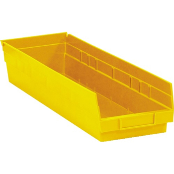 W.B. Mason Co. Plastic Shelf Bin Boxes, 23 5/8&quot; x 6 5/8&quot; x 4&quot;, Yellow, 8/CS