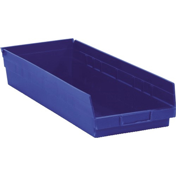 W.B. Mason Co. Plastic Shelf Bin Boxes, 23 5/8&quot; x 8 3/8&quot; x 4&quot;, Blue, 6/CS