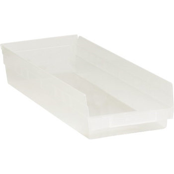 W.B. Mason Co. Plastic Shelf Bins, 23 5/8&quot; x 8 3/8&quot; x 4&quot;, Clear, 6/CS