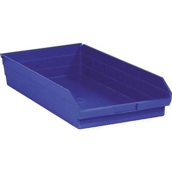 W.B. Mason Co. Plastic Shelf Bin Boxes, 23 5/8&quot; x 11 1/8&quot; x 4&quot;, Blue, 6/CS