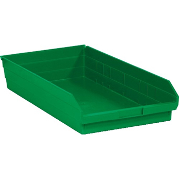 W.B. Mason Co. Plastic Shelf Bin Boxes, 23 5/8&quot; x 11 1/8&quot; x 4&quot;, Green, 6/CS