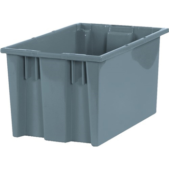 W.B. Mason Co. Stack &amp; Nest Containers, 16&quot; x 10&quot; x 8 7/8&quot;, Gray, 6/CS
