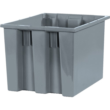 W.B. Mason Co. Stack &amp; Nest Containers, 17&quot; x 14 1/2&quot; x 12 7/8&quot;, Gray, 6/CS