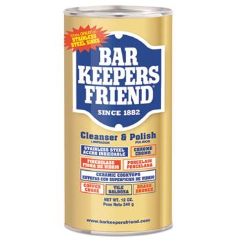 Bar Keepers Friend Powdered Cleanser and Polish, 12 oz Can, 12/Carton