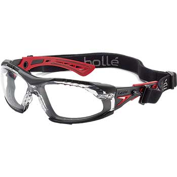 Boll&#233; Safety Rush+ Safety Goggle, PLATINUM&#174; ASAF, Black/Red Frame, Clear Lens