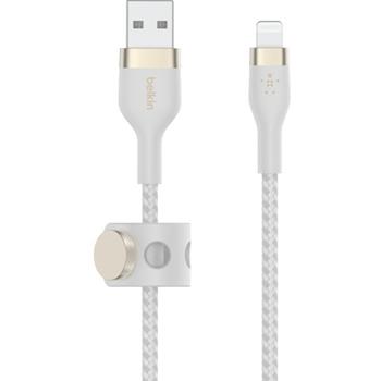 Belkin USB-A to Lightning Cable Connector, 6.56 ft, Apple, Cable Strap, White