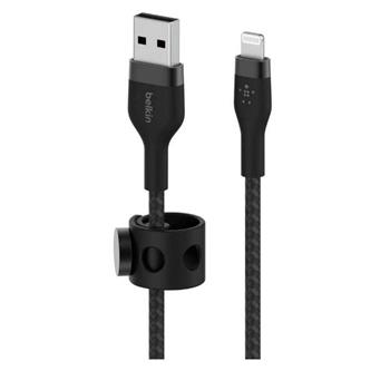 Belkin USB-A to Lightning Cable Connector, 9.84 ft, Apple, Cable Strap, Black