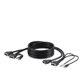 Belkin Dual DVI-D + USB A/B + Audio Combo Cable, 6 ft, Male to Male, Shielding, Gold Plated Connector