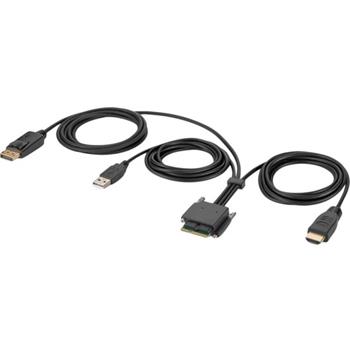 Belkin Modular HDMI DP Dual Head Host Cable, DisplayPort, USB-A, 6 ft, Black